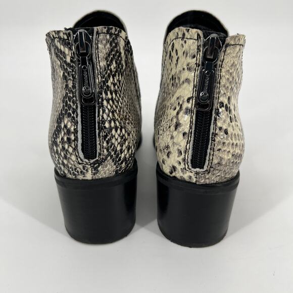 Blondo Eliza Bootie Womens 8.5M Snakeskin Print Leather Black Cream Waterproof - Picture 3 of 9
